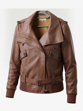 Pelle Studio Belted Leather Jacket Chocolate Brown Size XXL